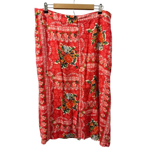 Lauren Conrad Sz XXL Floral Print Skirt Rayon & Linen Blend Elastic Waist Skirt - Picture 3 of 12